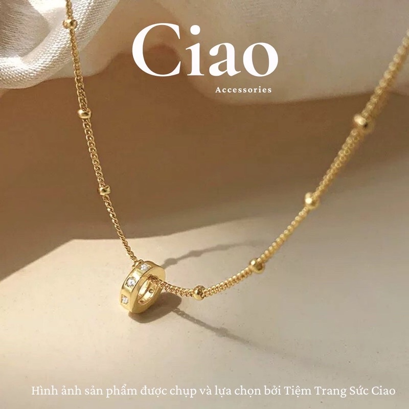 [NEW ITEMS] Vòng cổ/ Dây chuyền mạ bạc S925 thiết kế 3 charm xinh xắn tinh tế Marina Ciao