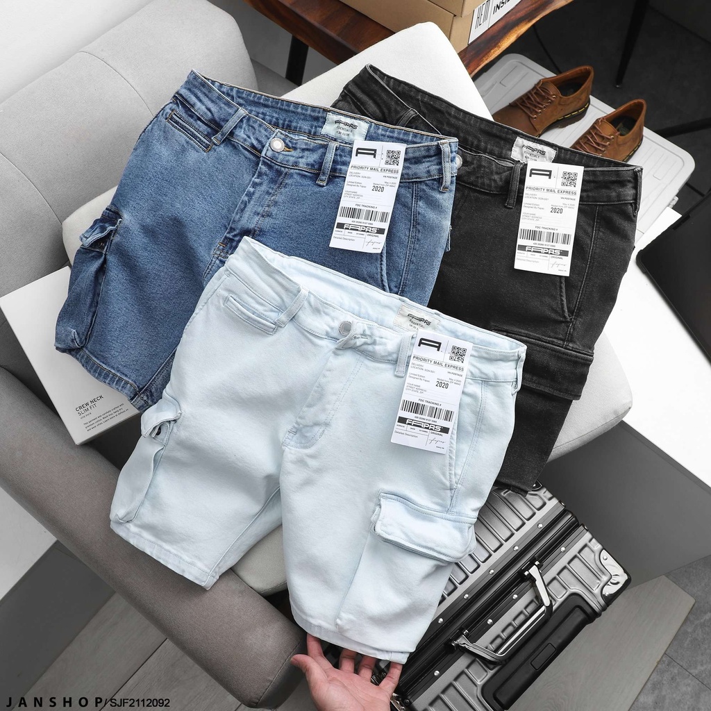 Quần Short Jeans Túi Hộp Cá Tính Bụi Bặm Phong Cách