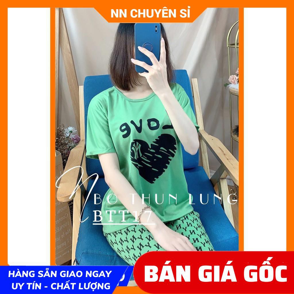 Đồ bộ nữ mặc nhà chất thun mềm mịn in bò sữa in hoạt hình  Đồ bộ loang màu BTT thun lửng tổng hợp