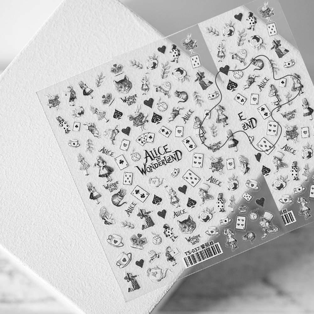 OCEANMAP Miếng Dán Trang Trí Móng Tay 5D Màu Trắng Đen Độc Đáo