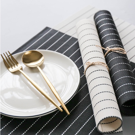 Tấm Lót Bàn Ăn Placemat Bằng Nhựa PVC Cách Nhiệt Chống Trơn Trượt Phong Cách Bắc Âu Tối Giản Cao Cấp