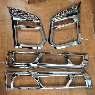 Bộ 2 ốp viền đèn hậu + 2 ốp viền đèn pha mạ crom xe ford transit 2014-2021
