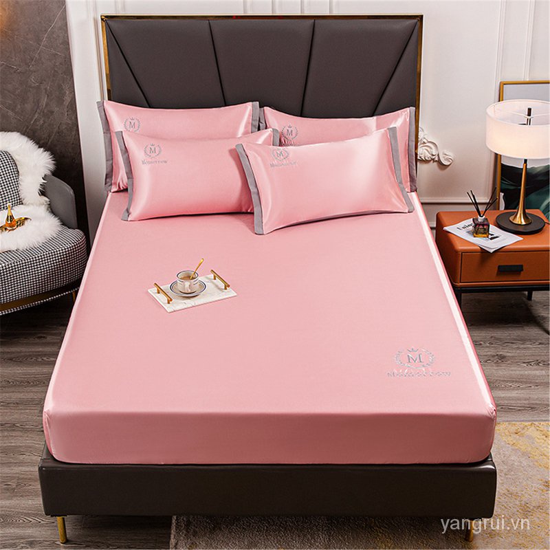Bộ Ga Giường Và Vỏ Gối Bằng Lụa Satin Mềm Trơn 7 Màu 100% Cỡ Lớn / Lớn 3 Trong 1