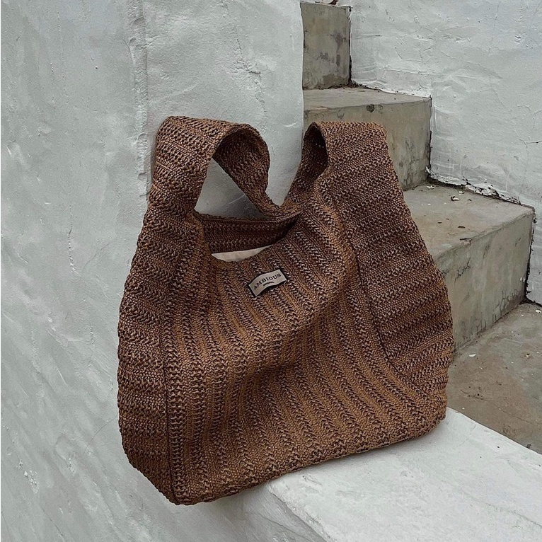 Cocoa Crochet Bag - Túi Vải Sợi Dệt Màu Nâu