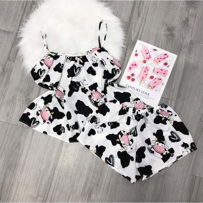 Đồ ngủ,bộ lụa hai dây mặc nhà 2s