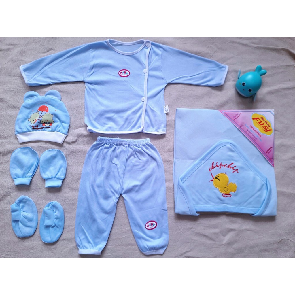 Set đồ sơ sinh 6 chi tiết cotton cho bé