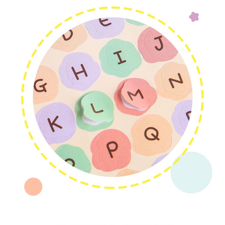 Sticker decor top loader sticker hình dán màu kẹo ngọt ngào chữ cái tiếng anh CICIBOX