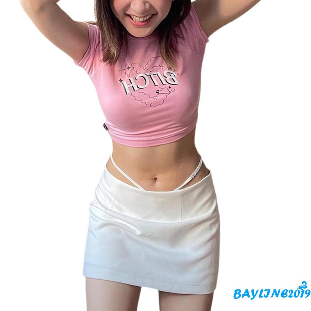 BAY-Women Summer Mini Skirt Solid Color Casual Split A-line Skirt and Bandage Thongs for Beaches Holidays