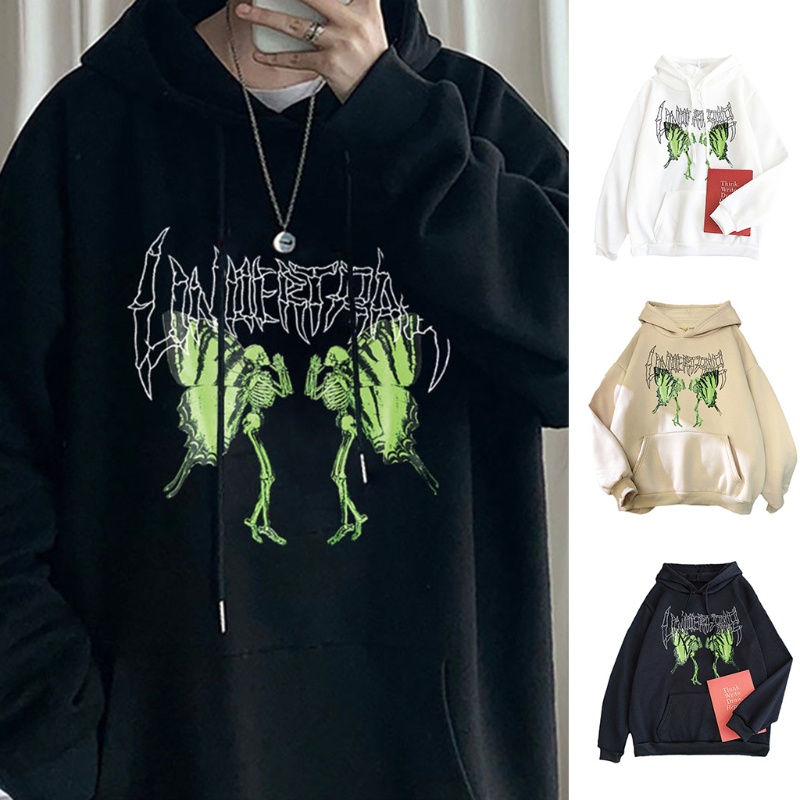 Áo hoodie nữ in hình bươm bướm và bộ xương cá tính