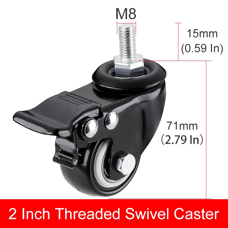 Bánh xe tủ nhựa cao cấp có khóa ti ren 50x21mm
