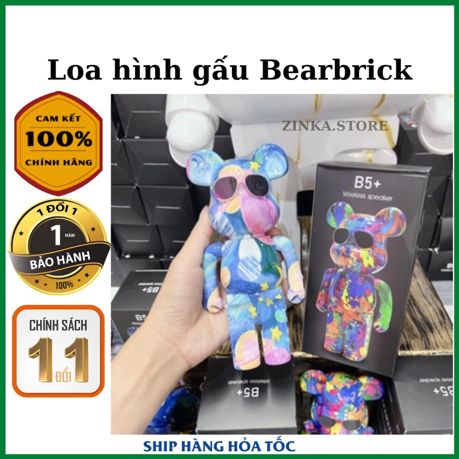 Loa Bluetooth Gấu Bearbrick B5 Màu Sắc Sang Chảnh, Loa Không Dây Mini Buns, Âm Bass Cực Mạnh, Công Suất Lớn, Chống Nước