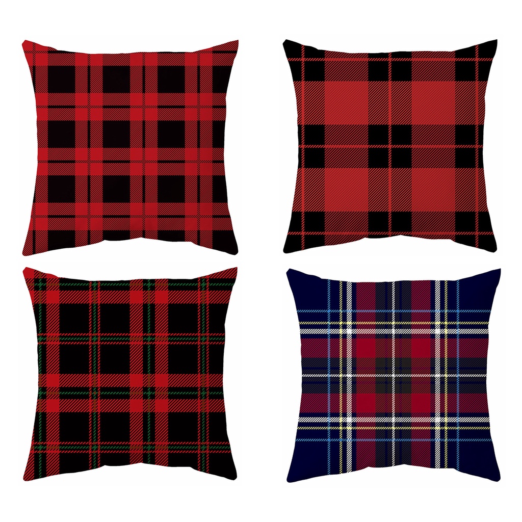 Vỏ gối Check màu đỏ 70 X 70,60 X 60,50 X 50,45 X 45,40 X 40. Áo gối Sofa Home Square.