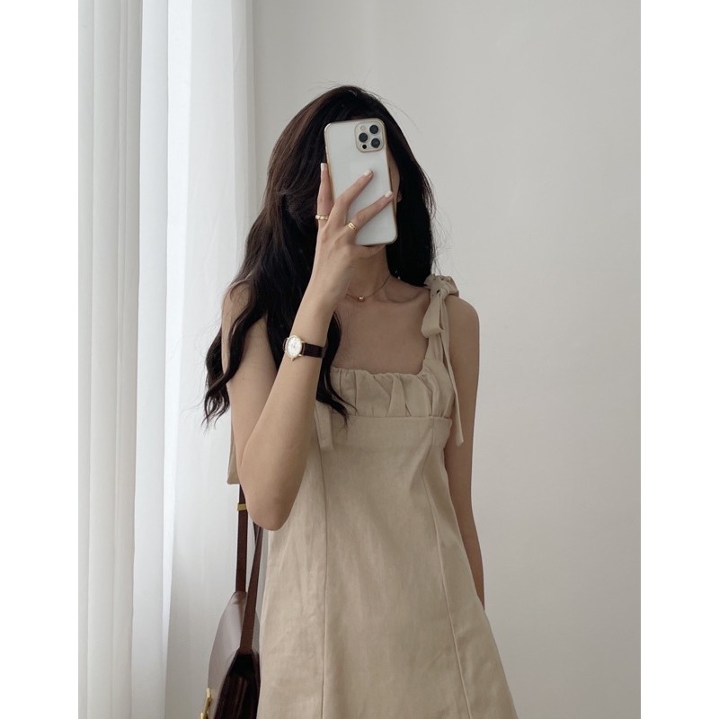 [Mã SKAMFA06 giảm 10% tối đa 50K đơn 0Đ] váy quai nơ nhún ngực 5172 | BigBuy360 - bigbuy360.vn