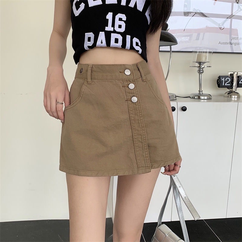Chân váy jean Chữ A Lưng Cao Phong Cách Hàn Quốc Thời Trang Mùa Hè Mới Cho Nữ