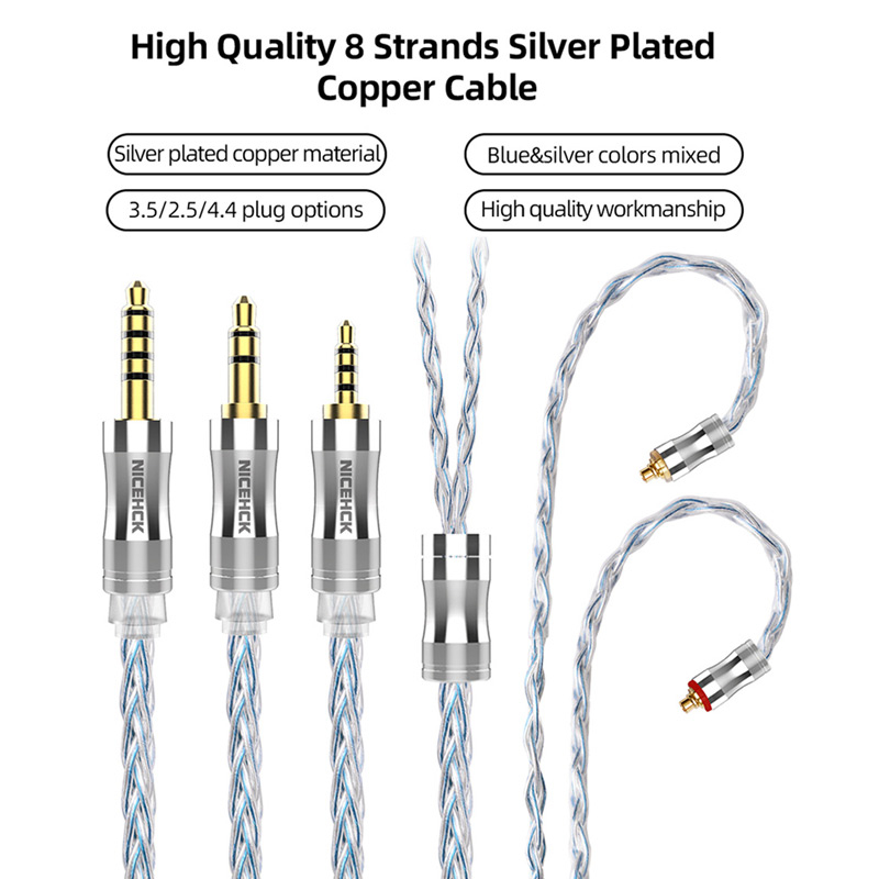 Dây Cáp Mạ Bạc 8 Lõi 3.5mm / 2.5mm / 4.4mm Mmcx / Nx7 / Qdc / 0.78 2pin