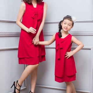 Đầm voan cột nơ mẹ và bé