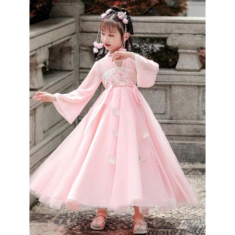 Đầm Hán Phục Cách Tân Chất Liệu Chiffon Phong Cách Trung Hoa Cổ Điển Cho Bé Gái