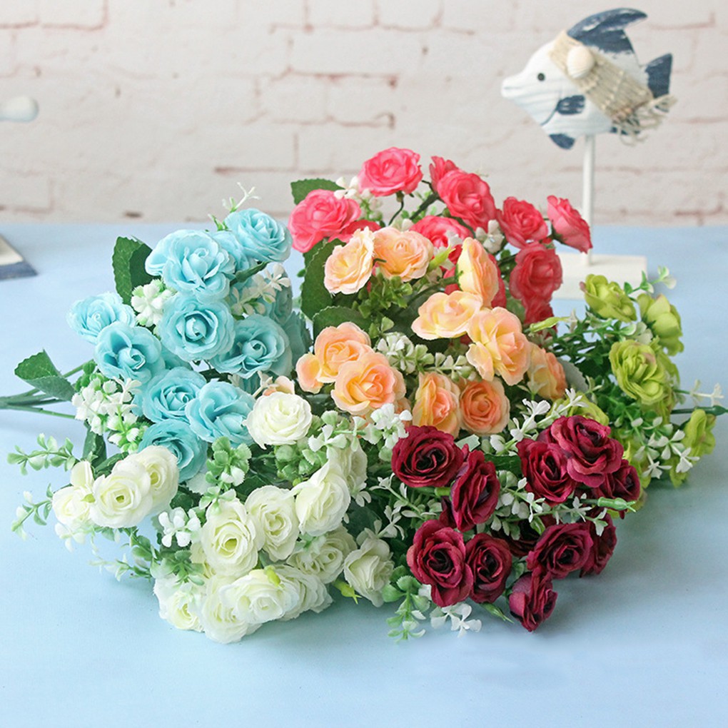 Bó Gồm 15 Hoa Hồng Giả, Bằng Vải Lụa, Hình Hoa Hồng Cuộn Tròn, Dùng Trang Trí Nhà, Trang Trí Đám Cưới