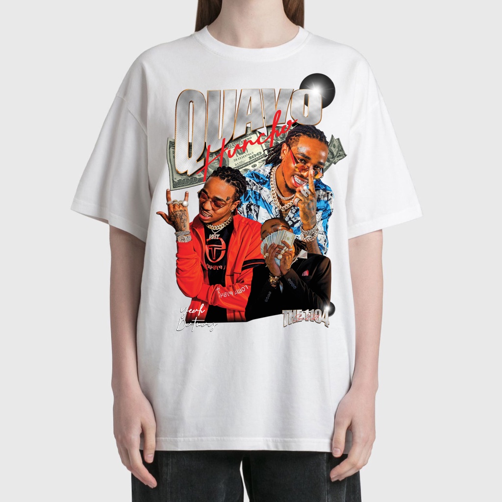 Áo Thun Vintage Quavo Tay Lỡ Unisex - Đen/Trắng Cổ Tròn | Blackwork