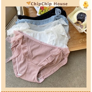 Quần lót nữ cotton tăm mềm mại, kháng khuẩn đính nơ quyến rũ ChipChipHouse