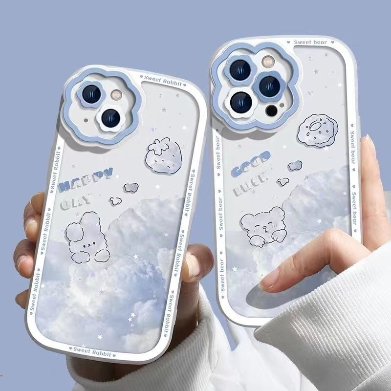 Ốp Điện Thoại Silicon Mềm Trong Suốt Họa Tiết Thỏ / Gấu Dễ Thương Dành Cho iphone 13 12 11 Pro Max x xr xs 7 8 plus