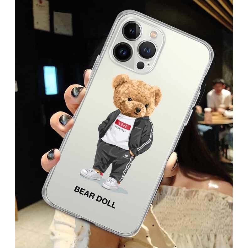 Vỏ ốp iPhone TPU dẻo trong suốt Bear Doll cho iPhone 6plus đến 13 pro max - Chinchincase