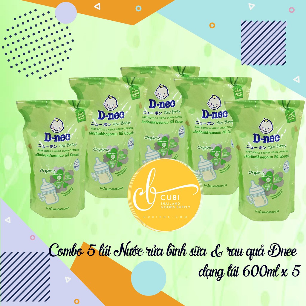 Bộ 3 túi nước rửa bình sữa Dnee Organic 550ML