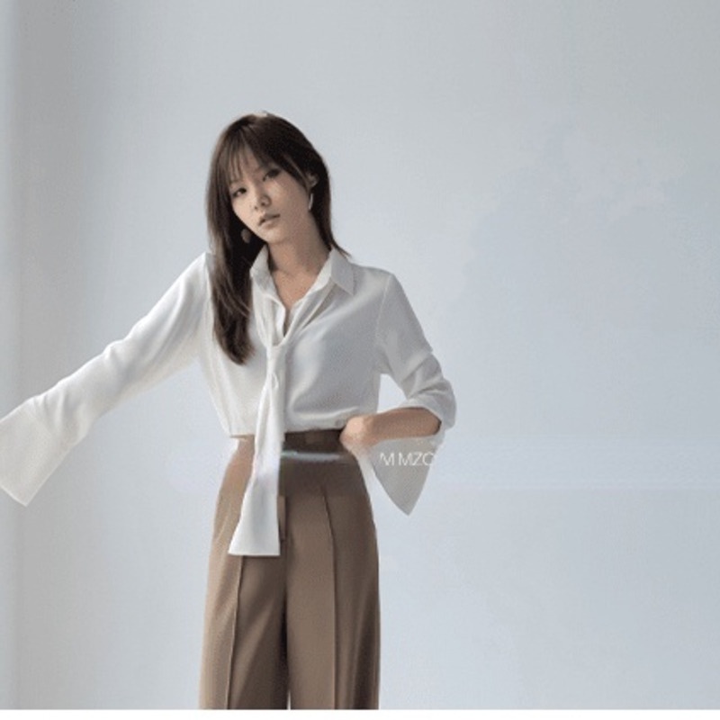 Áo sơ mi nữ dài tay cổ bẻ thời trang Hàn
