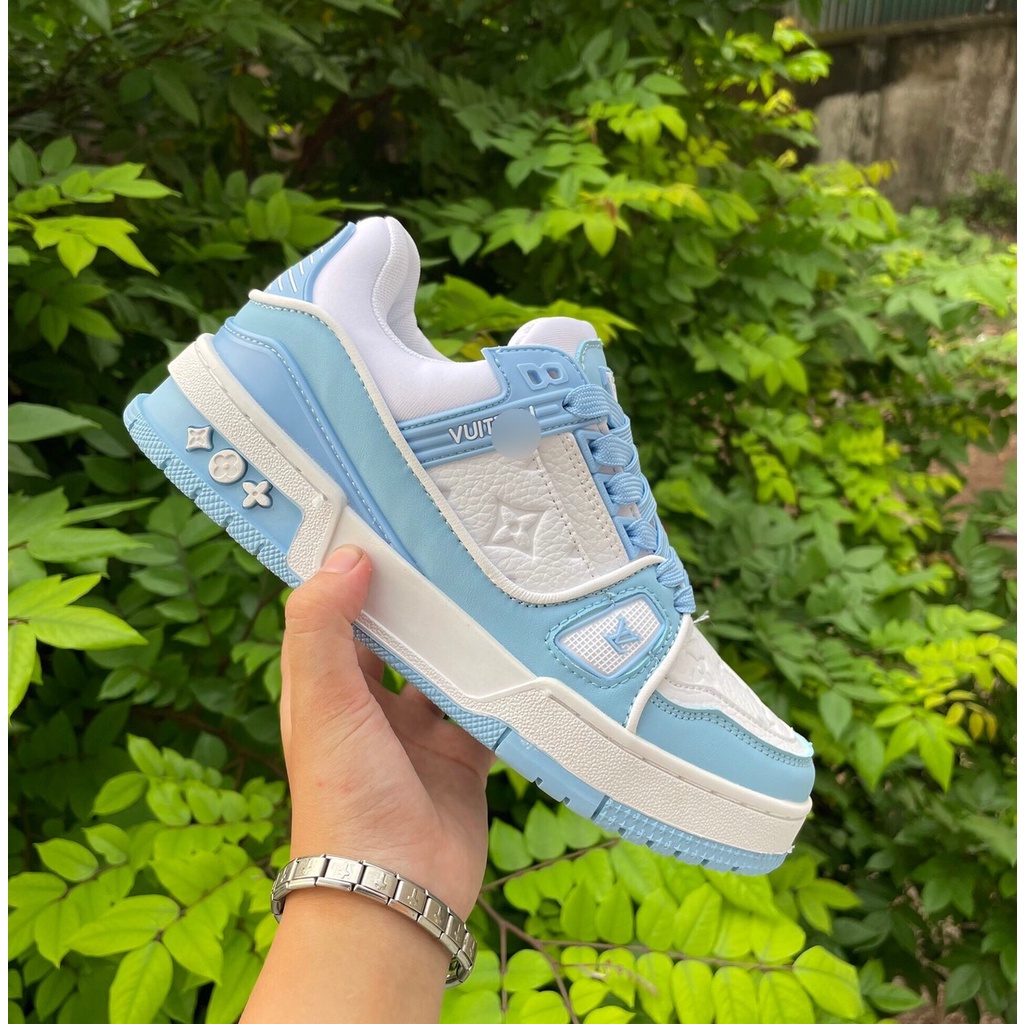 Giày thể thao LV bốn  màu xám, hồng, xanh dương, màu bò. Giày sneaker  LV xám hồng siêu đẹp