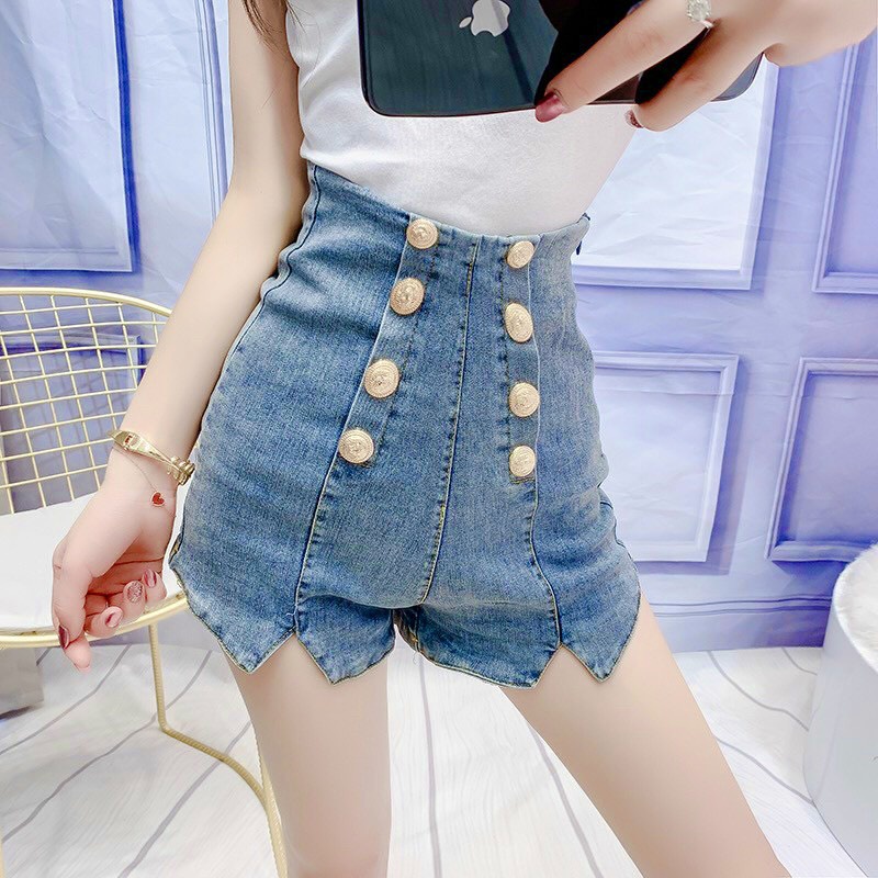Quần Đùi jean nữ lưng cao quần đùi nữ co giãn đẹp
