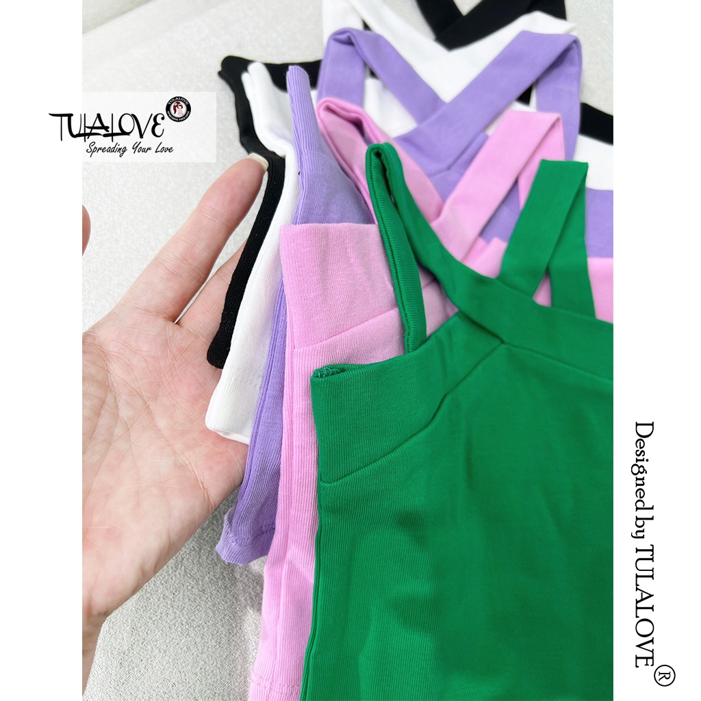 Áo Bé Gái 2 Dây Chéo Vải Zip Co Dãn Cực Tốt, Áo Thun Hai Dây Cho Bé Gái Tulalove