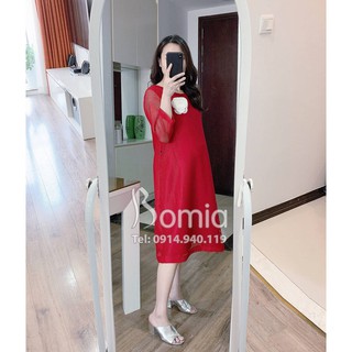 Váy bầu ren lưới đỏ