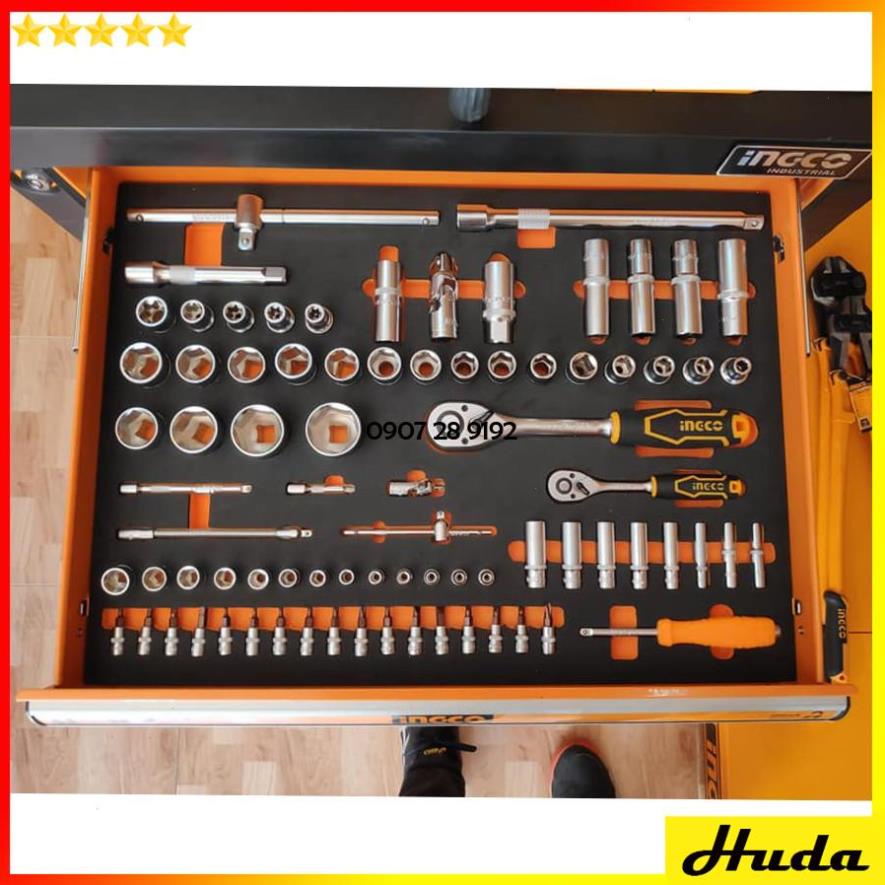 Bộ đồ nghề dụng cụ công cụ đa năng đựng trong tủ kéo bánh xe 162 món Total Ingco 1234