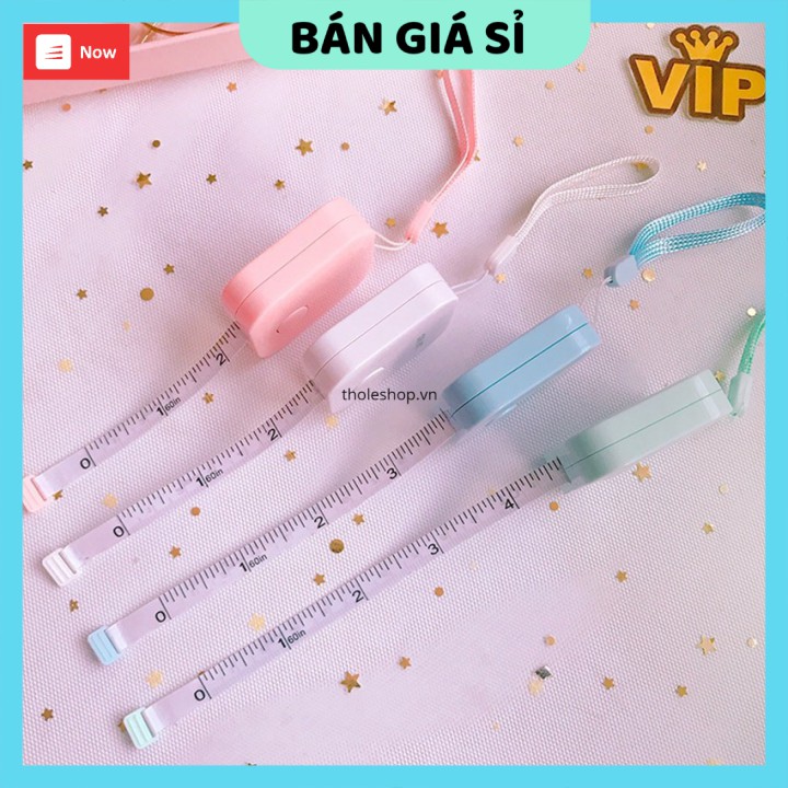 Cuộn thước dây mini GIÁ VỐN]Cuộn thước đo nhỏ gọn tiện lợi 1m5 có nút bấm thu dây tiện lợi 8501