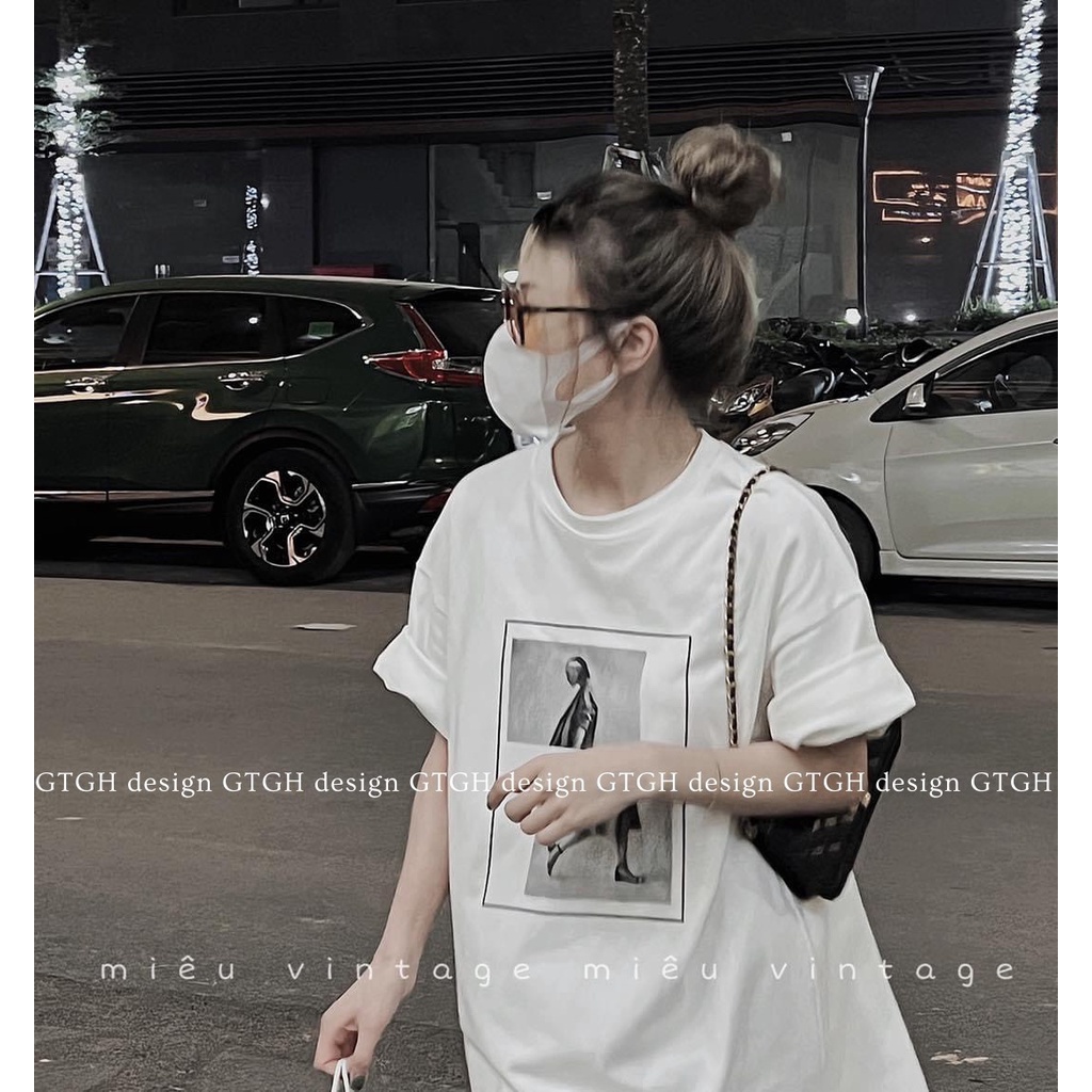 Áo thun nữ cô gái Quảng Châu from rộng tay ngắn phông unisex dấu quần chất cotton mềm mịn in hình 3d
