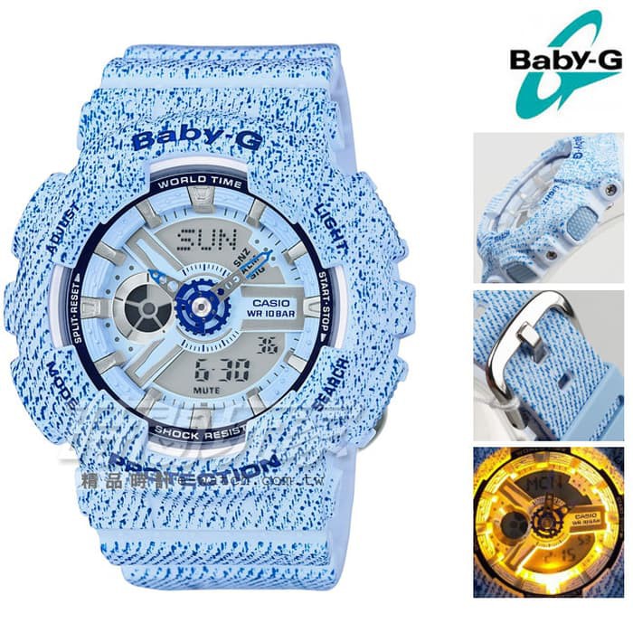 Đồng hồ nữ Casio Baby G BA-110DC-2A3DR Dây Nhựa Màu Xanh - Chống Nước 100m - bảo hàn