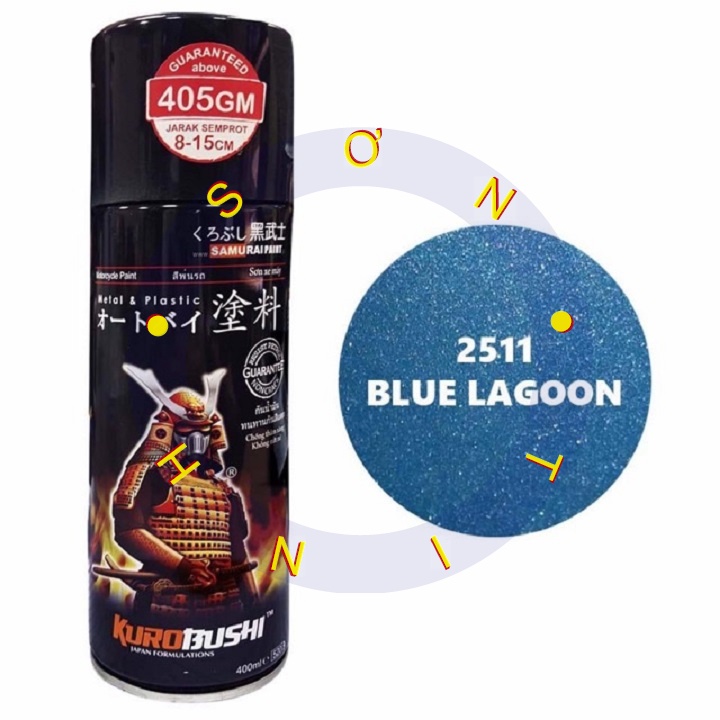 Chai sơn xịt sơn xe máy Samurai 2511 màu xanh xanh lấp lánh _ xanh đầm phá _ Blue lagoon