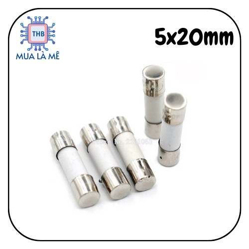 Cầu chì sứ 1A / 2A / 3A / 5A / 10A / 15A / 20A / 25A / 30A-250V chất lượng tốt kích thước 5x20mm.