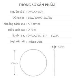 Đế sạc nhanh không dây 15W cho các thiết bị cao cấp ip ss oppo xiaomi
