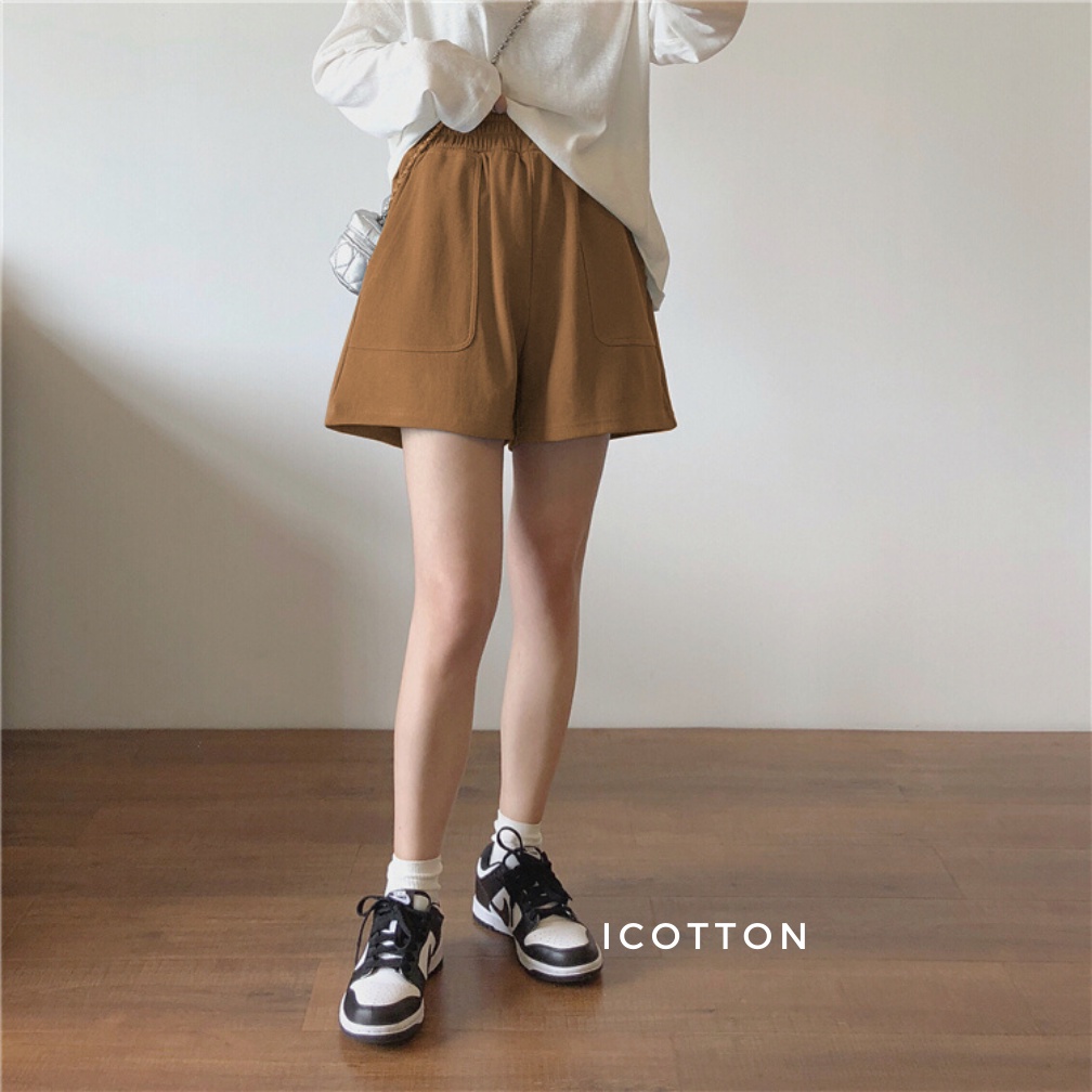 Quần đùi nữ ống rộng 💜Icotton💜 Quần cotton da cá mặc nhà thể thao, phù hợp đi chơi, đi biển | BigBuy360 - bigbuy360.vn