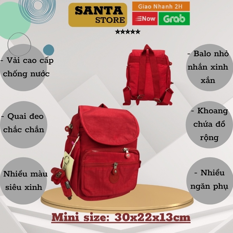 Balo nhỏ mini thời trang nữ vải dù canvas Kipling KL1808 cao cấp SANTA STORE cho bé trai gái đi học mầm non mẫu giáo