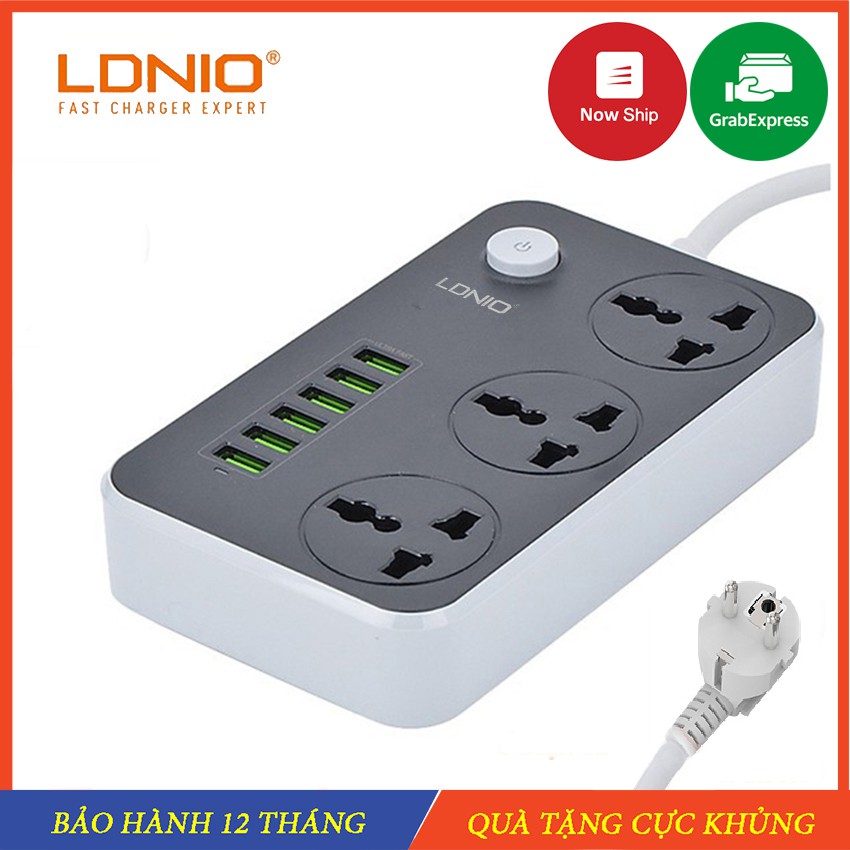 Ổ điện đa năng, Ổ cắm điện thông minh 6 cổng USB an toàn chống giật,chống cháy nổ - LDNIO - Hàng Chính Hãng