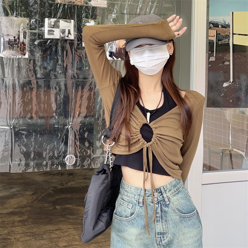 Áo Sơ Mi Tay Dài Chống Nắng Vải Lụa Lạnh Mỏng Màu Trơn Thời Trang Mùa Hè Phong Cách Hàn Quốc Cho Nữ