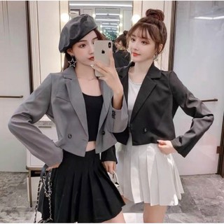 Áo khoác vest ngắn tay phối nút