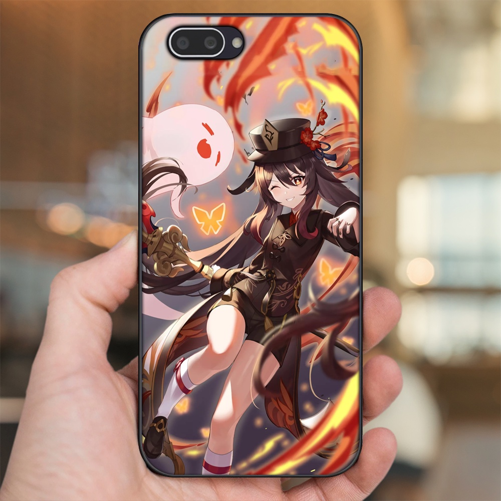 Ốp lưng Oppo A3S viền đen in hình Hutao Genshin Impact