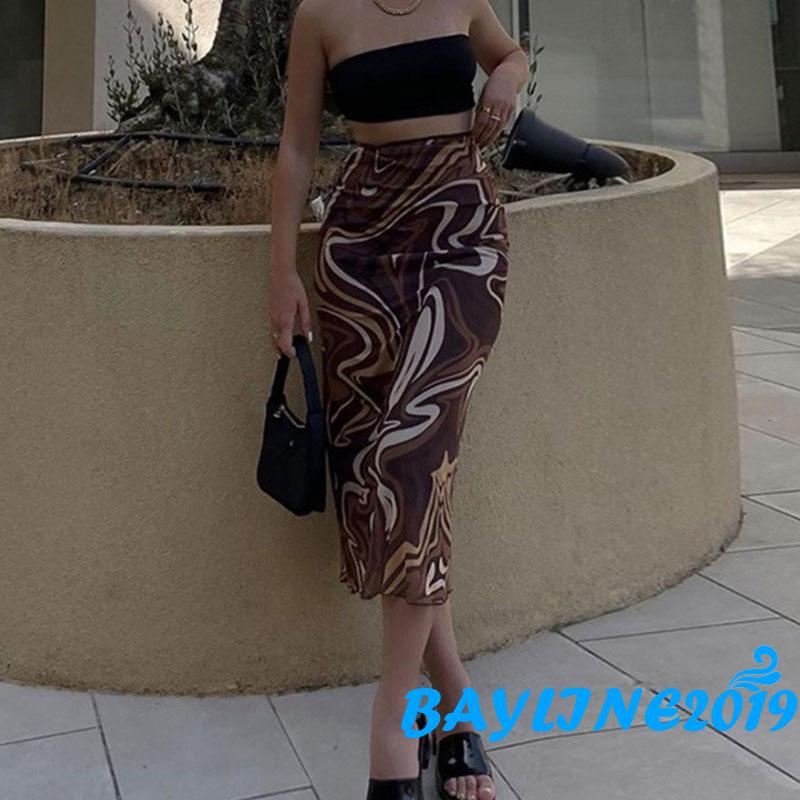 Chân váy lửng họa tiết nhuộm màu thời trang cho nữ