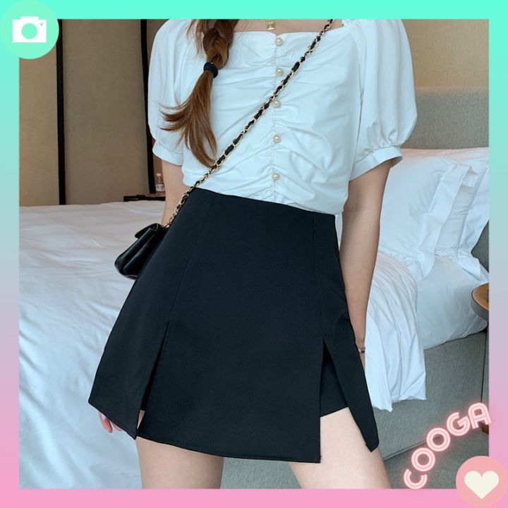 Quần Short Nữ Giả Váy Chữ A xẻ tà COOGA, quần giả váy chữ a ngắn CG029