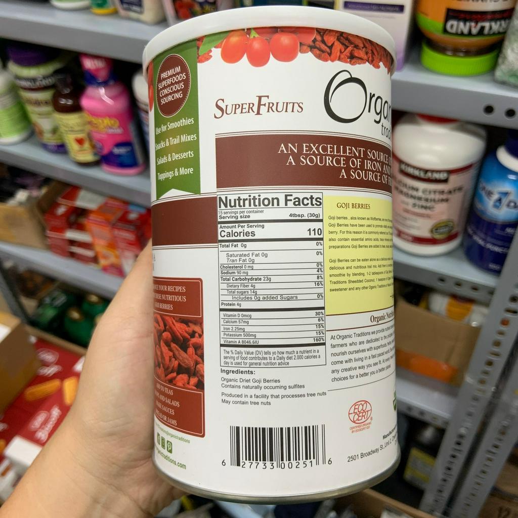 Câu kỷ tử khô hữu cơ sấy khô Organic Traditions GoJi Berries - EDS Mart