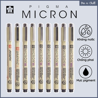 Bút line đi nét Sakura PIgma Micron mực đen nhiều cỡ ngòi