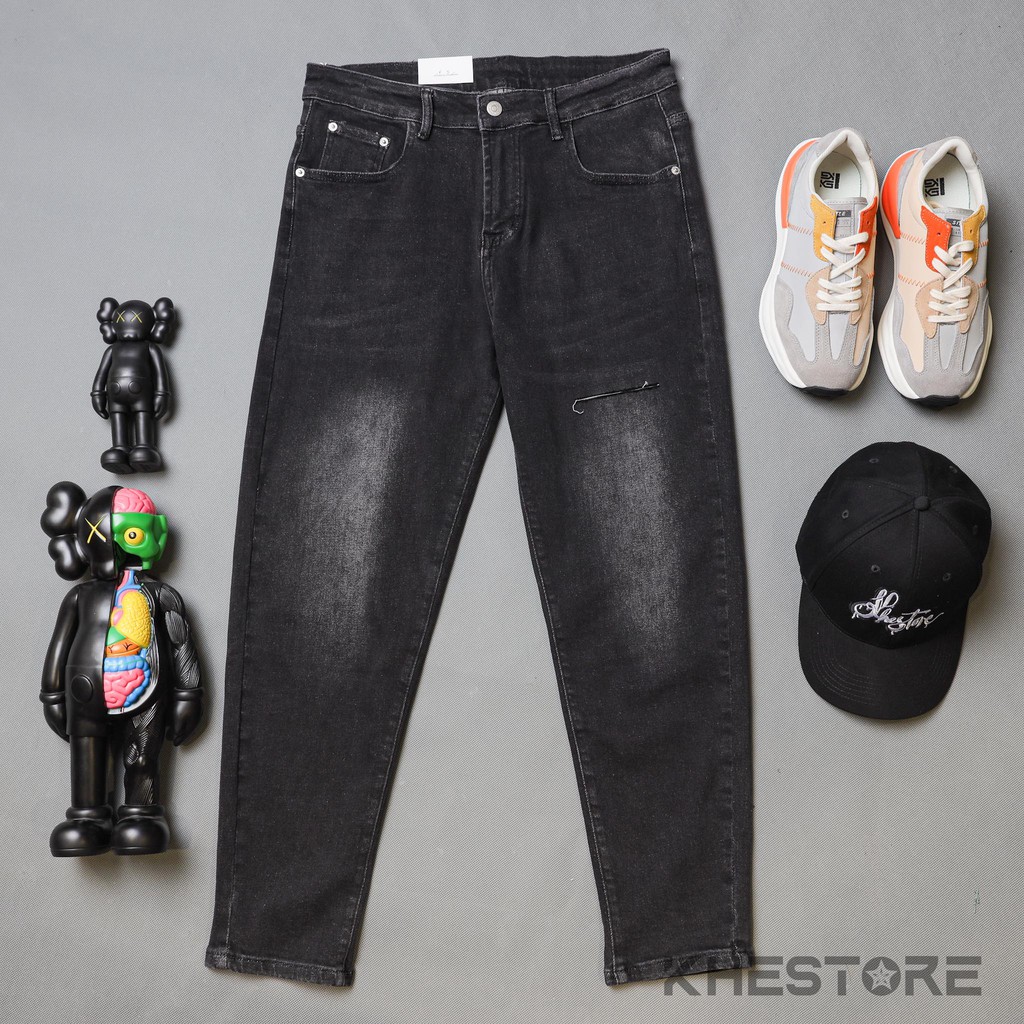 Quần Jeans Nam Khestore J-13 , Jeans Baggy Đen Rách Phong Cách Hàn Quốc